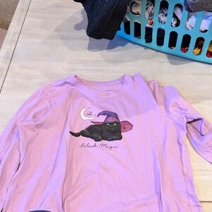Life Is Good Long Sleeve Tee - Light Purple with Cat Design